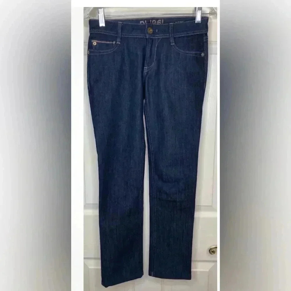 Woman DL1961 Dark Blue Betty Cropped Stretch Comfort Straight Denim Jeans Sz 24